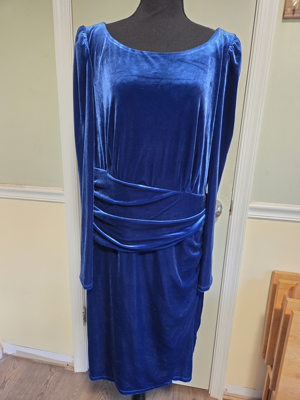 Lauren Ralph Lauren Cobalt Blue Velvet Midi Dress